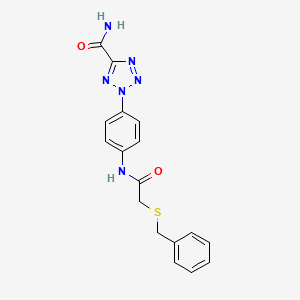 2-(4-(2-(benzylthio)acetamido)phenyl)-2H-tetrazole-5-carboxamide