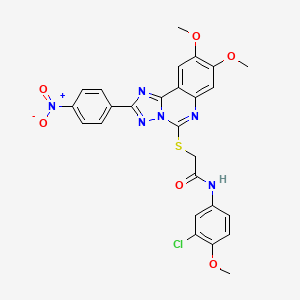 N-(3-chloro-4-methoxyphenyl)-2-((8,9-dimethoxy-2-(4-nitrophenyl)-[1,2,4]triazolo[1,5-c]quinazolin-5-yl)thio)acetamide