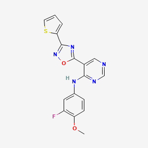 N-(3-fluoro-4-methoxyphenyl)-5-(3-(thiophen-2-yl)-1,2,4-oxadiazol-5-yl)pyrimidin-4-amine