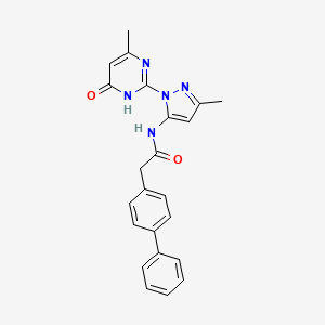 2-([1,1'-biphenyl]-4-yl)-N-(3-methyl-1-(4-methyl-6-oxo-1,6-dihydropyrimidin-2-yl)-1H-pyrazol-5-yl)acetamide