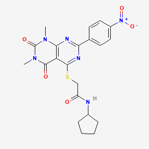 N-cyclopentyl-2-((6,8-dimethyl-2-(4-nitrophenyl)-5,7-dioxo-5,6,7,8-tetrahydropyrimido[4,5-d]pyrimidin-4-yl)thio)acetamide
