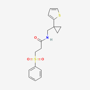 3-(phenylsulfonyl)-N-((1-(thiophen-2-yl)cyclopropyl)methyl)propanamide