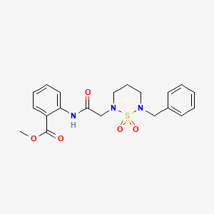molecular formula C20H23N3O5S B2606734 methyl 2-[2-(6-benzyl-1,1-dioxo-1lambda6,2,6-thiadiazinan-2-yl)acetamido]benzoate CAS No. 946370-50-9