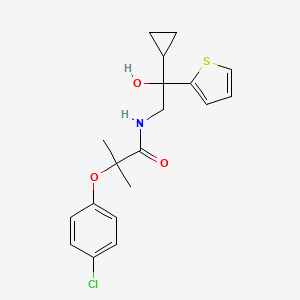 molecular formula C19H22ClNO3S B2606747 2-(4-chlorophenoxy)-N-(2-cyclopropyl-2-hydroxy-2-(thiophen-2-yl)ethyl)-2-methylpropanamide CAS No. 1396798-79-0