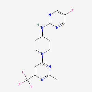 molecular formula C15H16F4N6 B2606750 5-fluoro-N-{1-[2-methyl-6-(trifluoromethyl)pyrimidin-4-yl]piperidin-4-yl}pyrimidin-2-amine CAS No. 2034330-02-2