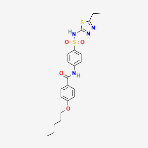 molecular formula C22H26N4O4S2 B2606765 N-(4-(N-(5-ethyl-1,3,4-thiadiazol-2-yl)sulfamoyl)phenyl)-4-(pentyloxy)benzamide CAS No. 457651-09-1