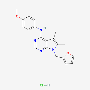 7-(furan-2-ylmethyl)-N-(4-methoxyphenyl)-5,6-dimethyl-7H-pyrrolo[2,3-d]pyrimidin-4-amine hydrochloride