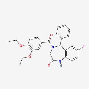 4-(3,4-diethoxybenzoyl)-7-fluoro-5-phenyl-3,5-dihydro-1H-1,4-benzodiazepin-2-one