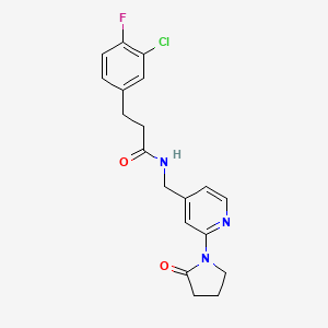 3-(3-chloro-4-fluorophenyl)-N-((2-(2-oxopyrrolidin-1-yl)pyridin-4-yl)methyl)propanamide