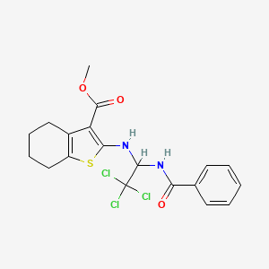 molecular formula C19H19Cl3N2O3S B2606835 Methyl 2-{[1-(benzoylamino)-2,2,2-trichloroethyl]amino}-4,5,6,7-tetrahydro-1-benzothiophene-3-carboxylate CAS No. 302822-20-4