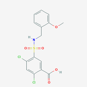 molecular formula C15H13Cl2NO5S B2606841 2,4-Dichloro-5-{[(2-methoxyphenyl)methyl]sulfamoyl}benzoic acid CAS No. 750613-66-2