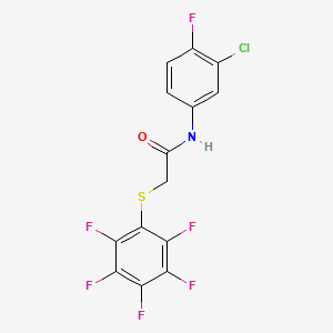 molecular formula C14H6ClF6NOS B2606844 N-(3-chloro-4-fluorophenyl)-2-[(2,3,4,5,6-pentafluorophenyl)sulfanyl]acetamide CAS No. 883794-61-4