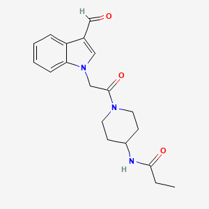 molecular formula C19H23N3O3 B2606850 N-[1-[2-(3-Formylindol-1-yl)acetyl]piperidin-4-yl]propanamide CAS No. 2224366-72-5
