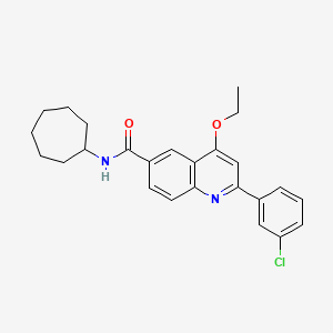 molecular formula C25H27ClN2O2 B2606855 2-(3-氯苯基)-N-环庚基-4-乙氧基喹啉-6-甲酰胺 CAS No. 1114833-83-8