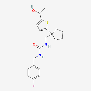 molecular formula C20H25FN2O2S B2606858 1-(4-Fluorobenzyl)-3-((1-(5-(1-hydroxyethyl)thiophen-2-yl)cyclopentyl)methyl)urea CAS No. 2034256-28-3