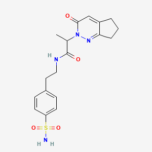 molecular formula C18H22N4O4S B2606862 2-(3-oxo-3,5,6,7-tetrahydro-2H-cyclopenta[c]pyridazin-2-yl)-N-(4-sulfamoylphenethyl)propanamide CAS No. 2034388-91-3