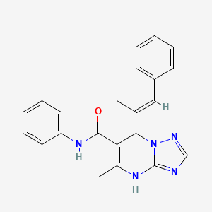 molecular formula C22H21N5O B2606868 (E)-5-methyl-N-phenyl-7-(1-phenylprop-1-en-2-yl)-4,7-dihydro-[1,2,4]triazolo[1,5-a]pyrimidine-6-carboxamide CAS No. 941943-63-1
