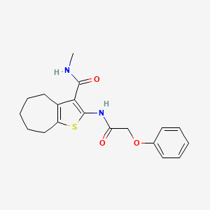 molecular formula C19H22N2O3S B2606874 N-methyl-2-(2-phenoxyacetamido)-5,6,7,8-tetrahydro-4H-cyclohepta[b]thiophene-3-carboxamide CAS No. 893098-49-2