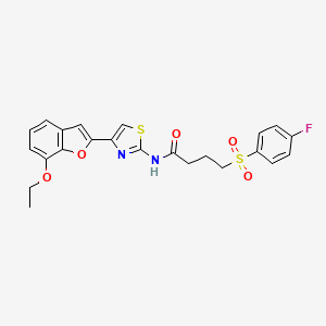 molecular formula C23H21FN2O5S2 B2606875 N-(4-(7-乙氧基苯并呋喃-2-基)噻唑-2-基)-4-((4-氟苯基)磺酰)丁酰胺 CAS No. 921798-28-9