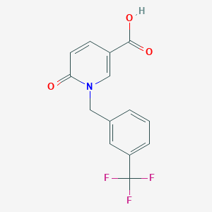 molecular formula C14H10F3NO3 B2606922 6-Oxo-1-[3-(Trifluoromethyl)Benzyl]-1,6-Dihydro-3-Pyridinecarboxylic Acid CAS No. 338783-19-0