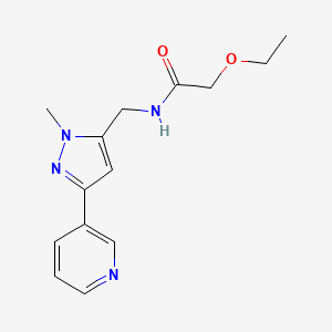 molecular formula C14H18N4O2 B2606924 2-ethoxy-N-((1-methyl-3-(pyridin-3-yl)-1H-pyrazol-5-yl)methyl)acetamide CAS No. 2034604-90-3