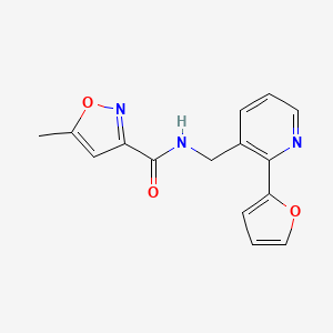 molecular formula C15H13N3O3 B2606928 N-((2-(furan-2-yl)pyridin-3-yl)methyl)-5-methylisoxazole-3-carboxamide CAS No. 2034268-01-2