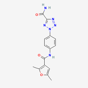 molecular formula C15H14N6O3 B2606937 2-(4-(2,5-dimethylfuran-3-carboxamido)phenyl)-2H-tetrazole-5-carboxamide CAS No. 1396675-05-0