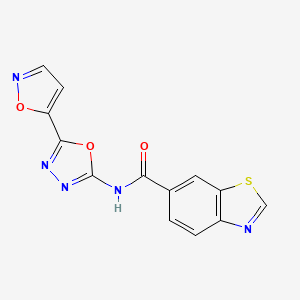 molecular formula C13H7N5O3S B2606938 N-(5-(isoxazol-5-yl)-1,3,4-oxadiazol-2-yl)benzo[d]thiazole-6-carboxamide CAS No. 946313-02-6