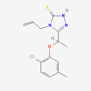 molecular formula C14H16ClN3OS B2606947 4-allyl-5-[1-(2-chloro-5-methylphenoxy)ethyl]-4H-1,2,4-triazole-3-thiol CAS No. 861414-05-3