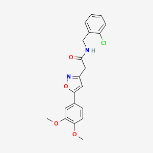 molecular formula C20H19ClN2O4 B2606954 N-[(2-chlorophenyl)methyl]-2-[5-(3,4-dimethoxyphenyl)-1,2-oxazol-3-yl]acetamide CAS No. 953158-30-0
