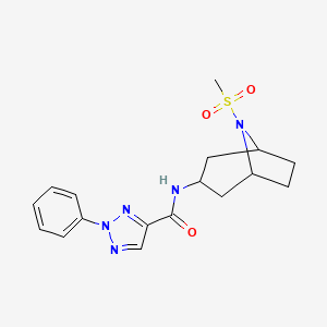 molecular formula C17H21N5O3S B2606997 N-(8-(methylsulfonyl)-8-azabicyclo[3.2.1]octan-3-yl)-2-phenyl-2H-1,2,3-triazole-4-carboxamide CAS No. 2034304-48-6