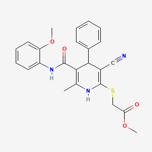 molecular formula C24H23N3O4S B2607027 Methyl ({3-cyano-5-[(2-methoxyphenyl)carbamoyl]-6-methyl-4-phenyl-1,4-dihydropyridin-2-yl}sulfanyl)acetate CAS No. 330557-87-4