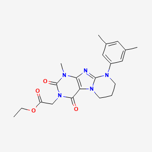 molecular formula C21H25N5O4 B2607037 ethyl 2-[9-(3,5-dimethylphenyl)-1-methyl-2,4-dioxo-1H,2H,3H,4H,6H,7H,8H,9H-pyrimido[1,2-g]purin-3-yl]acetate CAS No. 847243-20-3