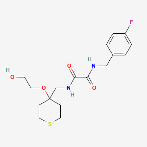 molecular formula C17H23FN2O4S B2607046 N1-(4-fluorobenzyl)-N2-((4-(2-hydroxyethoxy)tetrahydro-2H-thiopyran-4-yl)methyl)oxalamide CAS No. 2309795-98-8
