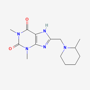B2607078 1,3-Dimethyl-8-[(2-methylpiperidyl)methyl]-1,3,7-trihydropurine-2,6-dione CAS No. 71798-30-6
