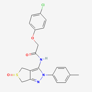 2-(4-chlorophenoxy)-N-[2-(4-methylphenyl)-5-oxo-4,6-dihydrothieno[3,4-c]pyrazol-3-yl]acetamide