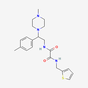 molecular formula C21H28N4O2S B2607099 N1-(2-(4-methylpiperazin-1-yl)-2-(p-tolyl)ethyl)-N2-(thiophen-2-ylmethyl)oxalamide CAS No. 898451-89-3
