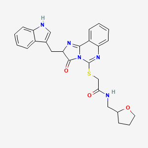 2-[[2-(1H-indol-3-ylmethyl)-3-oxo-2H-imidazo[1,2-c]quinazolin-5-yl]sulfanyl]-N-(oxolan-2-ylmethyl)acetamide