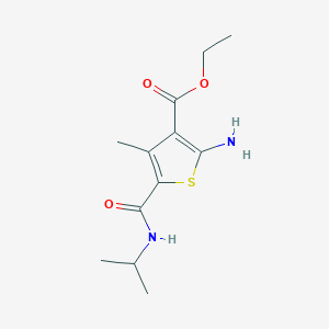 molecular formula C12H18N2O3S B2607123 Ethyl 2-amino-5-[(isopropylamino)carbonyl]-4-methylthiophene-3-carboxylate CAS No. 886672-89-5