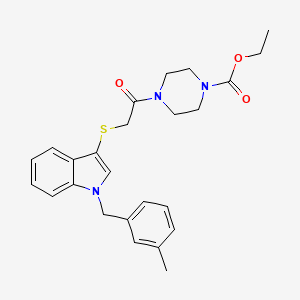 molecular formula C25H29N3O3S B2607126 ethyl 4-[2-({1-[(3-methylphenyl)methyl]-1H-indol-3-yl}sulfanyl)acetyl]piperazine-1-carboxylate CAS No. 681275-78-5