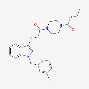Ethyl 4-[2-[1-[(3-methylphenyl)methyl]indol-3-yl]sulfanylacetyl]piperazine-1-carboxylate