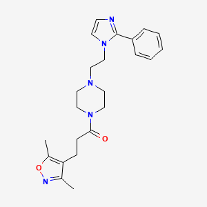 3-(3,5-dimethylisoxazol-4-yl)-1-(4-(2-(2-phenyl-1H-imidazol-1-yl)ethyl)piperazin-1-yl)propan-1-one