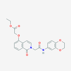 molecular formula C23H22N2O7 B2607148 ethyl 2-[(2-{[(2,3-dihydro-1,4-benzodioxin-6-yl)carbamoyl]methyl}-1-oxo-1,2-dihydroisoquinolin-5-yl)oxy]acetate CAS No. 868224-13-9