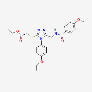 molecular formula C23H26N4O5S B2607152 ethyl 2-{[4-(4-ethoxyphenyl)-5-{[(4-methoxyphenyl)formamido]methyl}-4H-1,2,4-triazol-3-yl]sulfanyl}acetate CAS No. 476434-77-2