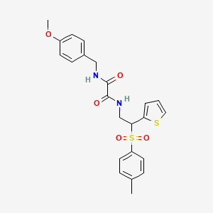 molecular formula C23H24N2O5S2 B2607158 N1-(4-methoxybenzyl)-N2-(2-(thiophen-2-yl)-2-tosylethyl)oxalamide CAS No. 896341-90-5