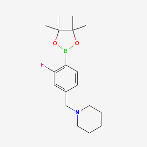 molecular formula C18H27BFNO2 B2607162 2-Fluoro-4-(piperidinomethyl)phenylboronic acid pinacol ester CAS No. 2096341-85-2