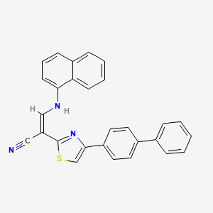 molecular formula C28H19N3S B2607163 (Z)-2-(4-([1,1'-biphenyl]-4-yl)thiazol-2-yl)-3-(naphthalen-1-ylamino)acrylonitrile CAS No. 477187-94-3