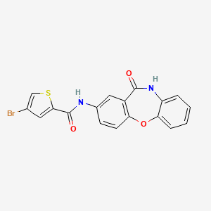 molecular formula C18H11BrN2O3S B2607167 4-bromo-N-(11-oxo-10,11-dihydrodibenzo[b,f][1,4]oxazepin-2-yl)thiophene-2-carboxamide CAS No. 1448077-83-5