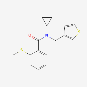 molecular formula C16H17NOS2 B2607170 N-环丙基-2-(甲硫基)-N-(噻吩-3-基甲基)苯甲酰胺 CAS No. 1235291-05-0