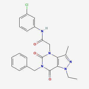 molecular formula C23H22ClN5O3 B2607175 2-(6-benzyl-1-ethyl-3-methyl-5,7-dioxo-1,5,6,7-tetrahydro-4H-pyrazolo[4,3-d]pyrimidin-4-yl)-N-(3-chlorophenyl)acetamide CAS No. 1185137-94-3